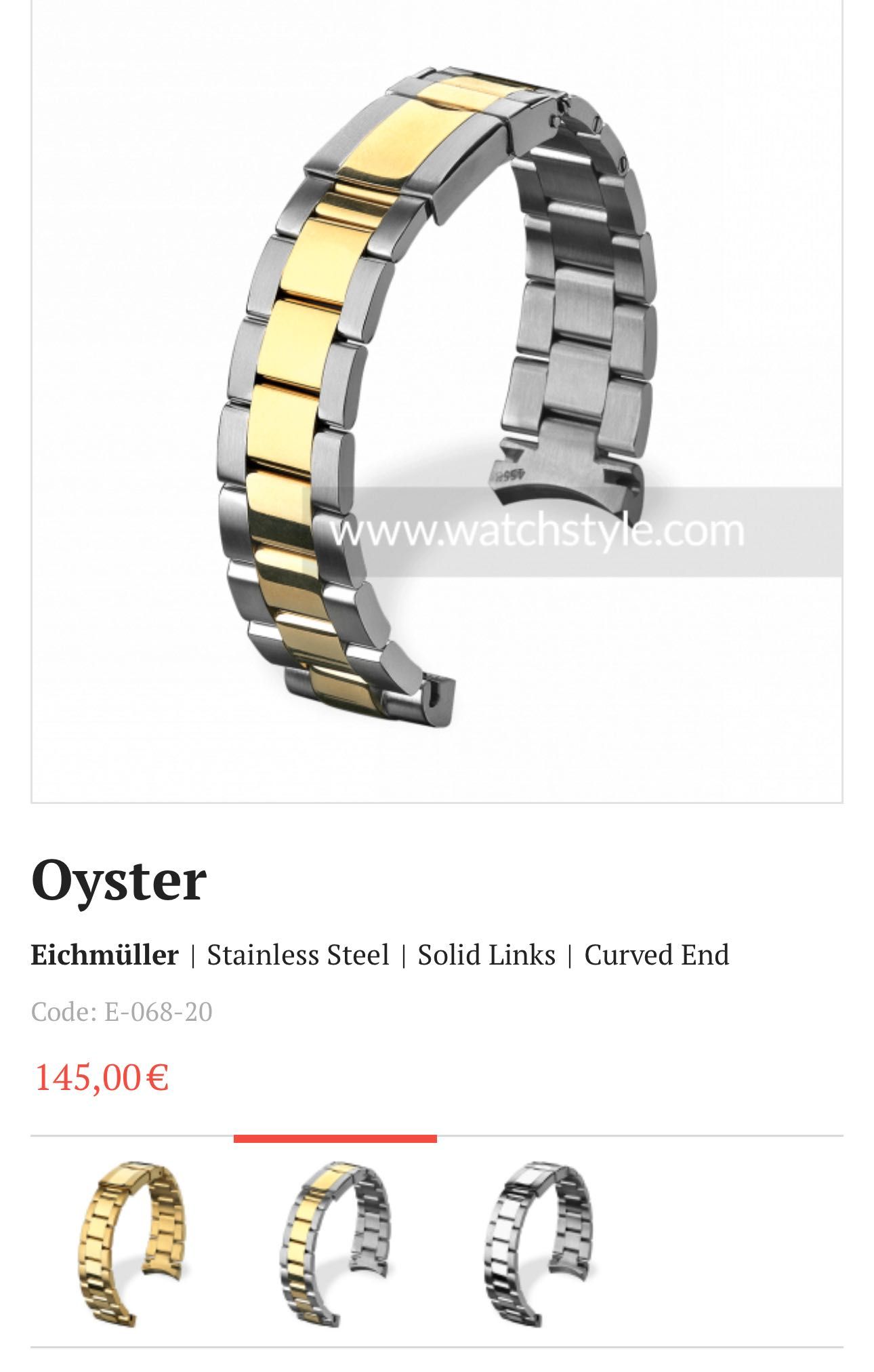 Eichmuller метална верижка за часовник Oyster