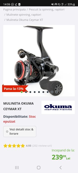 Lanseta bokor spinning si mulineta spinning okuma ceymar xt (predare)