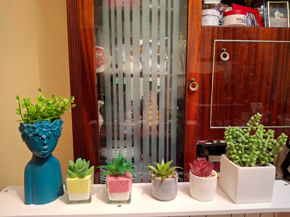 Plante suculente artificiale in ghiveci ceramic (set 6 buc)
