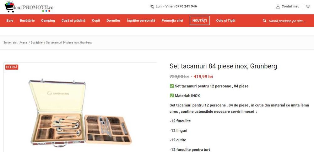 OFERTA ! Set tacamuri 12 persoane, 84 piese Grunberg cu diplomat