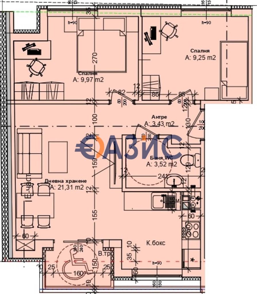Продава се Тристаен апартамент в Бургас, Център - 78 кв.м за 2111 €/кв.м - Снимка #12