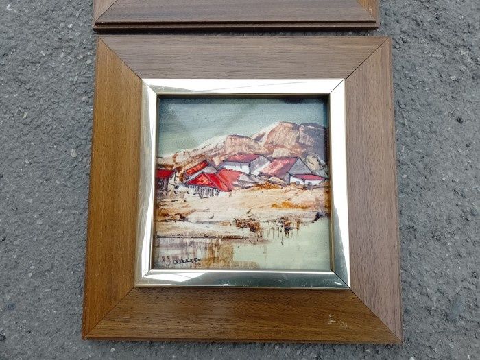 Set de 2 tablouri picturi pe porțelan lucrate integral manual lucrări