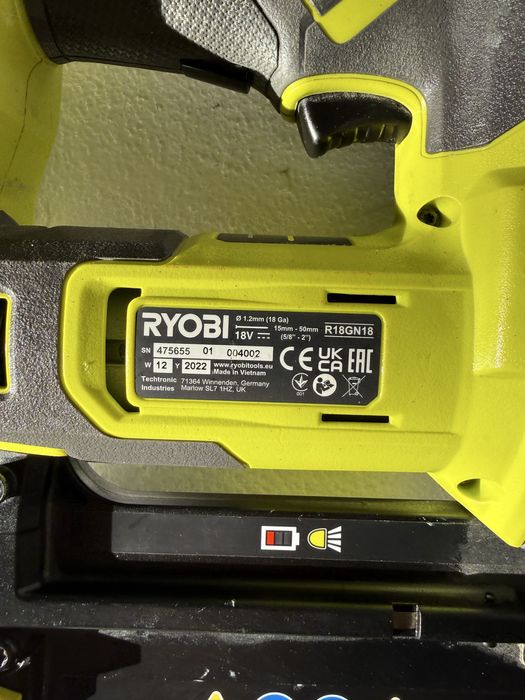 Pistol cuie lemn Ryobi R18GN18 15-50mm 2Ah 18V