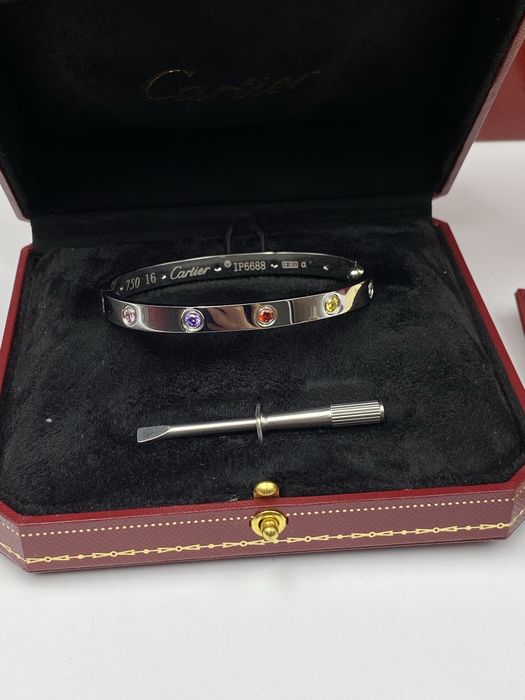 Brățară Cartier LOVE 19 White Gold 750 cu 10 diamante cu cutie