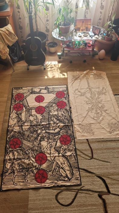 Steag Carte de Tarot 10 de cupe, pictat manual