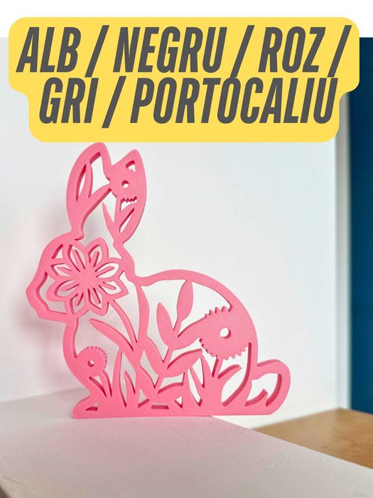 Decoratiune Paste Iepuras cu Flori printat 3D