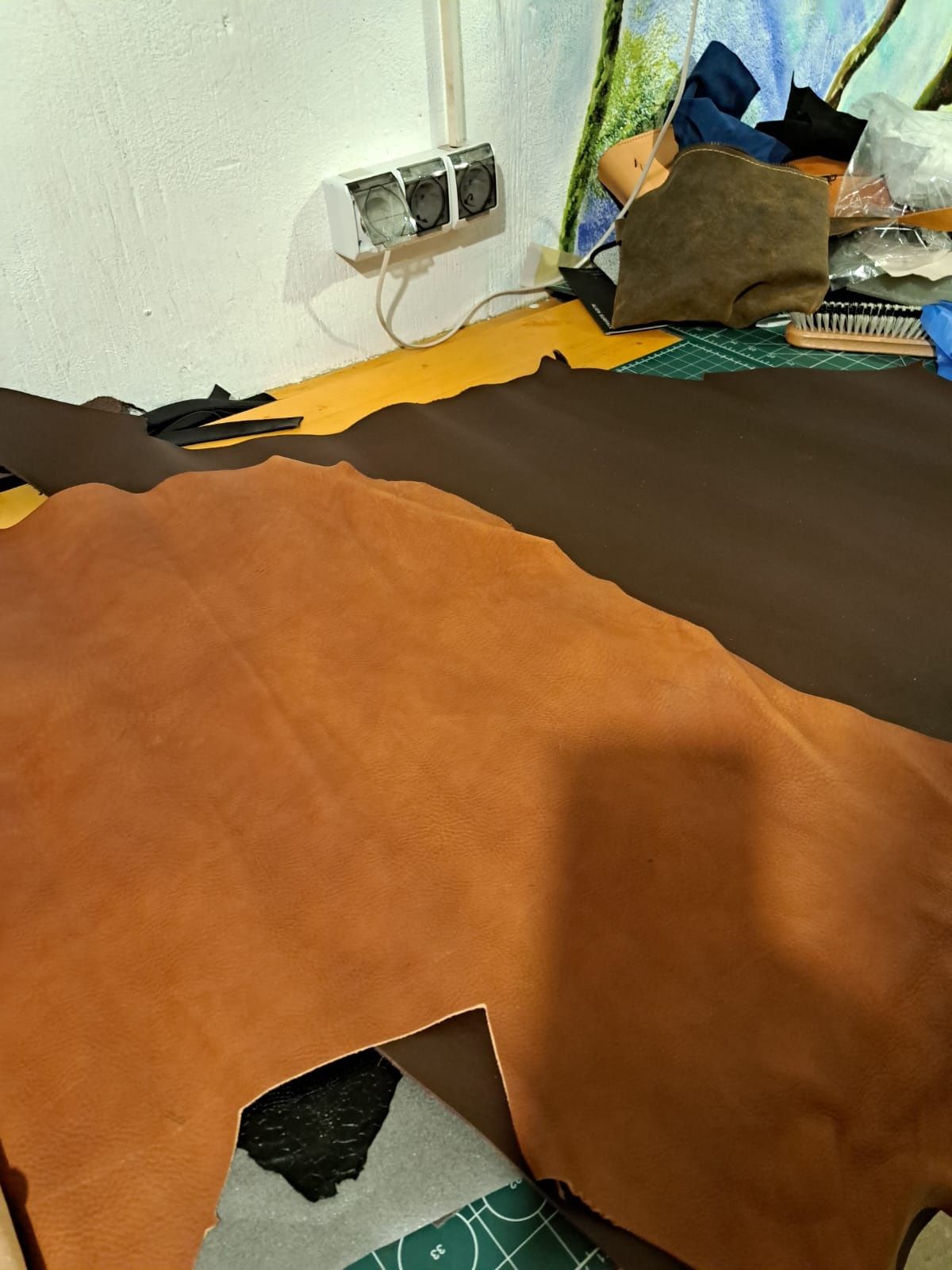Piele naturala tabacita, la metru, marochinarie, leather handmade
