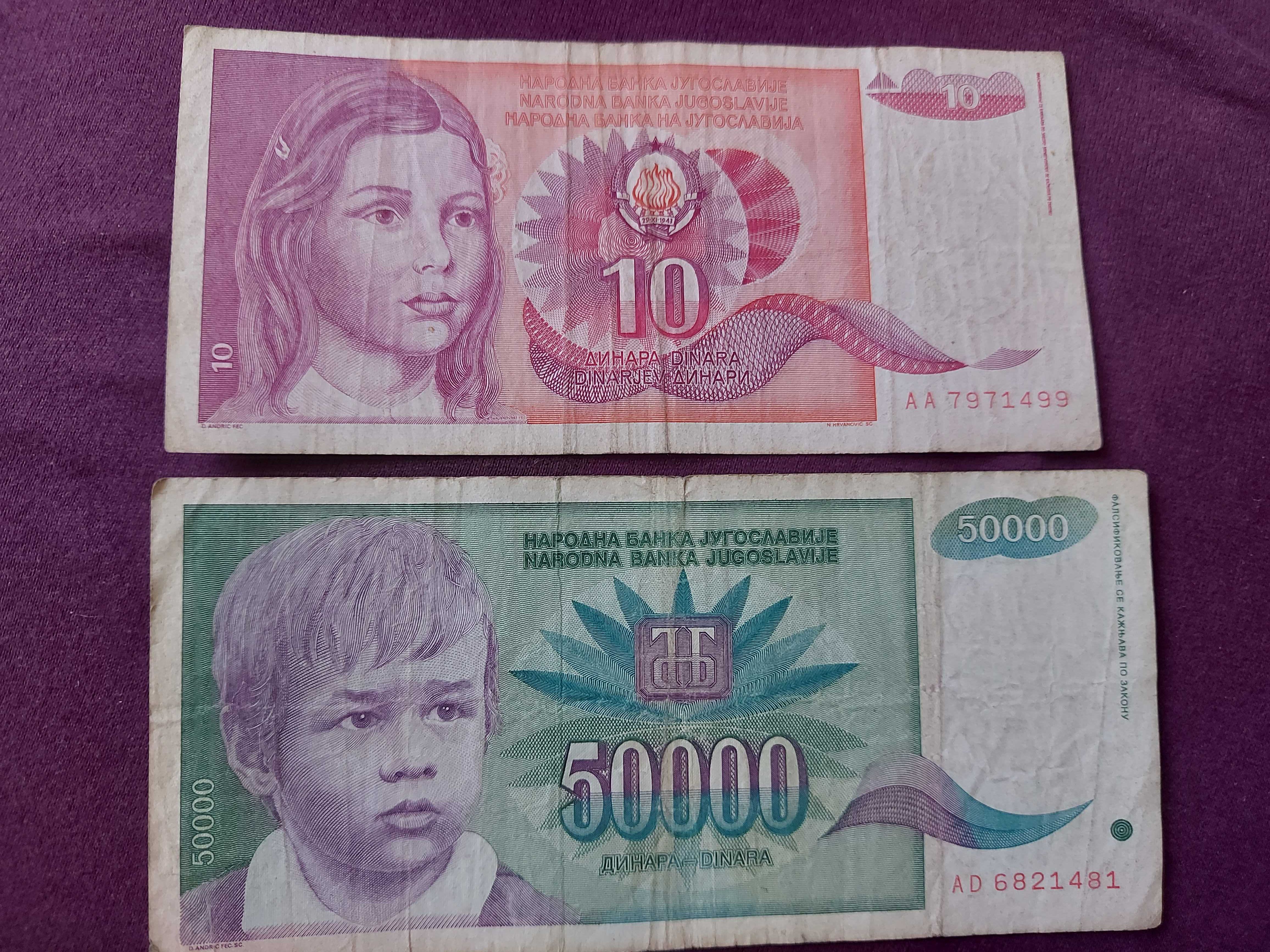 50000 și 10 dinari (1992-1990) Iugoslavia