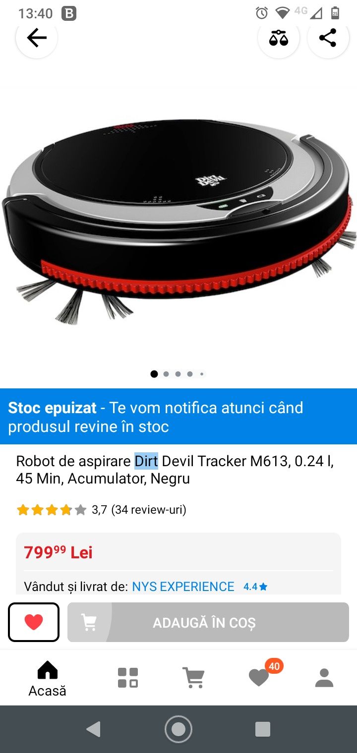 Aspirator robot Tracker Dirt Devil