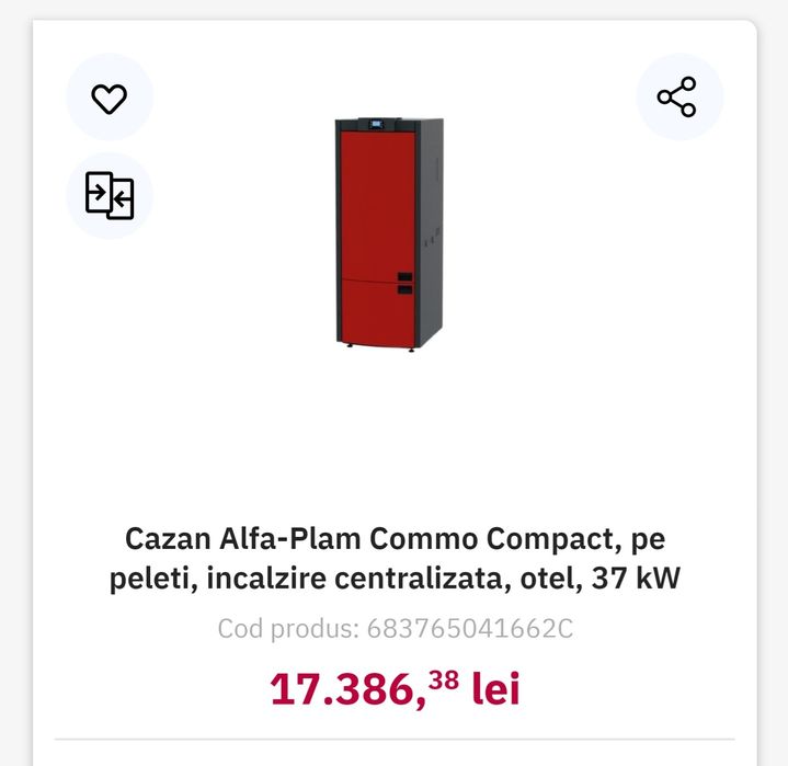 Centrală pe peleți Alfa Plam Commo Compact 37 – 41 kW