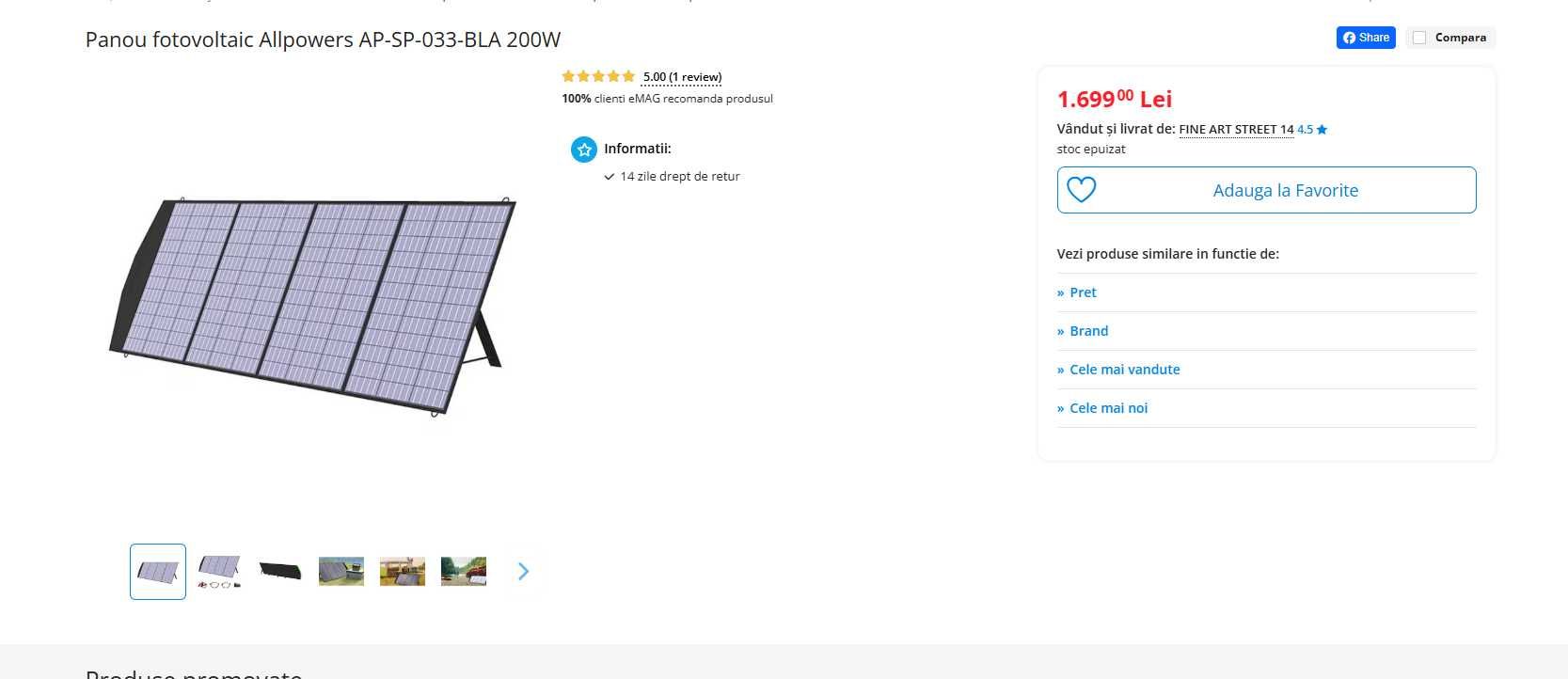 Panou fotovoltaic portabil ALLPOWERS 200W AP-SP-033-BLA