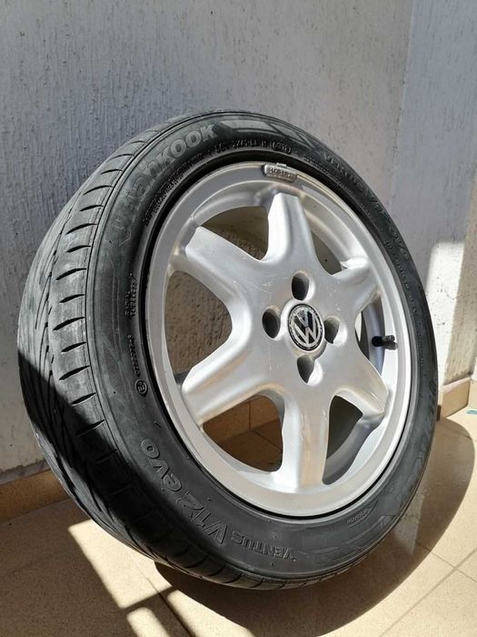 Алуминиеви джанти с капачки и подарък летни гуми Hankook 15 Цола