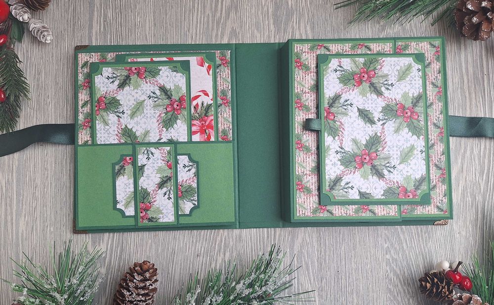 Коледен, скрапбук албум в зелено, ръчна изработка /63.7