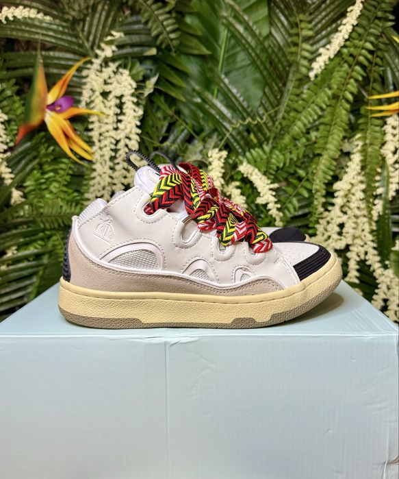 Lanvin Curb Suede White Grey