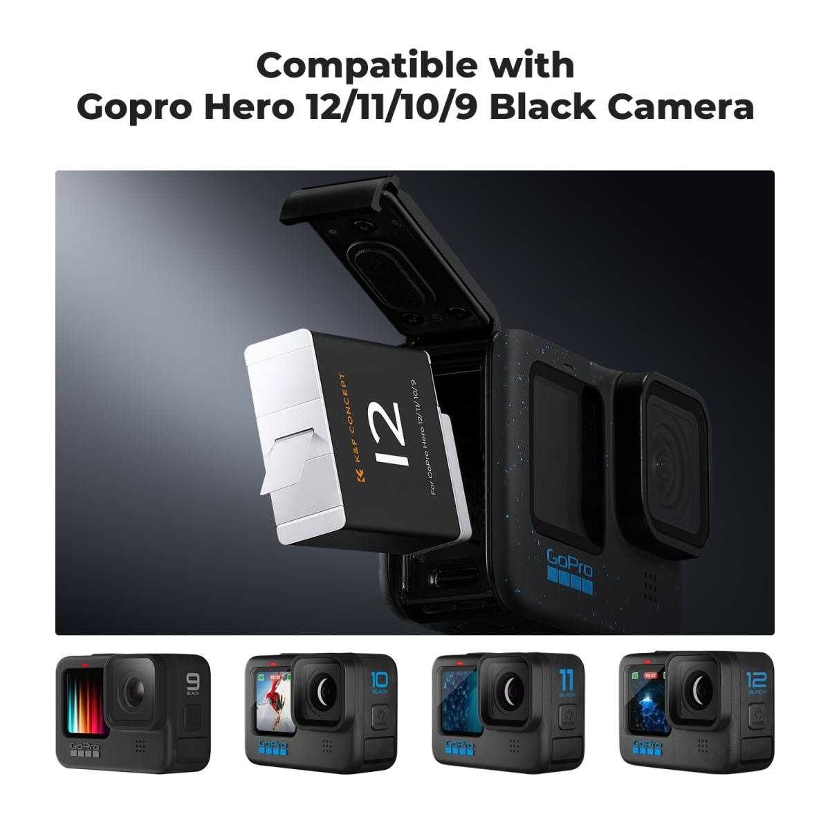Комплект 2 батерии за GoPro Hero 9 10 11 12  + зарядно K&F Concept