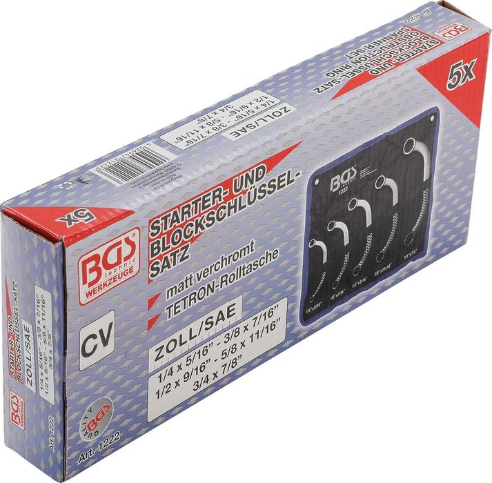 BGS 1222 комплект звездогачени ключове,огънат"С" образен профил,инчови