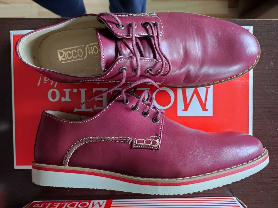 4 Pantofi din piele Modlet negru / burgund, casual, mar. 39/40, noi