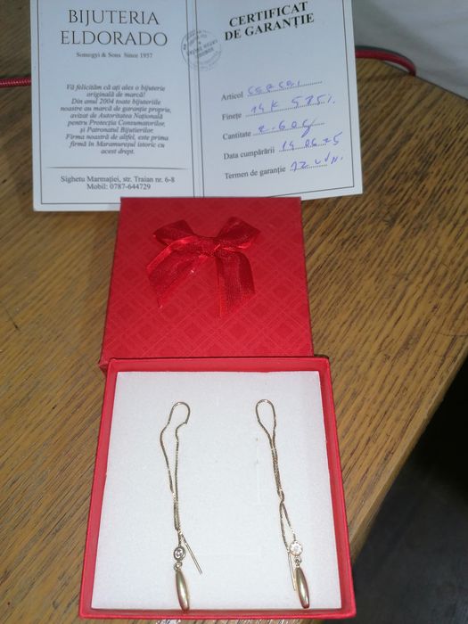 Cercei aur 14k noi tip lănțișor