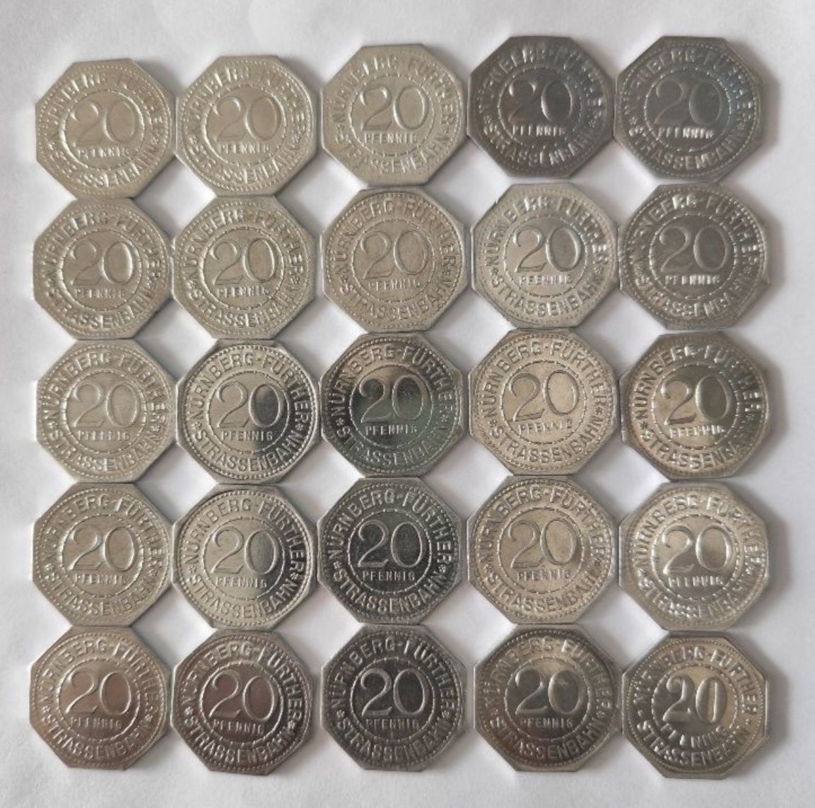Monede (jeton valoric) foarte rare 20 Pfennig 2920-1921, 25 piese.