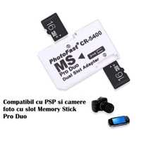 Adaptor x2 card microSD la Memory Stick MS Pro Duo pt PSP camera Sony