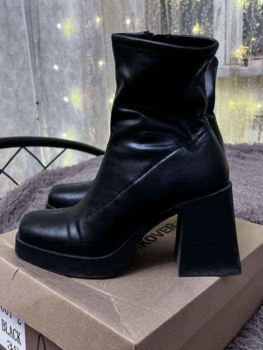 Весенне-Осенняя обувь, с флисом) на удобном и устоичивом каблуке(8см)