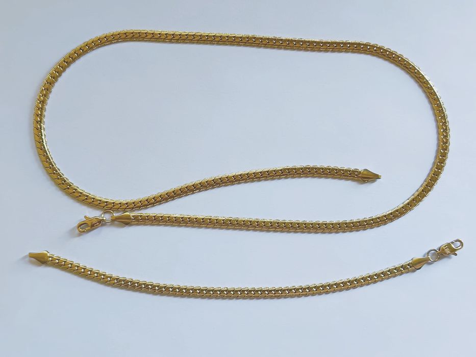 Brățară și colier unisex – argint 925 aurit 18k, set cadou elegant