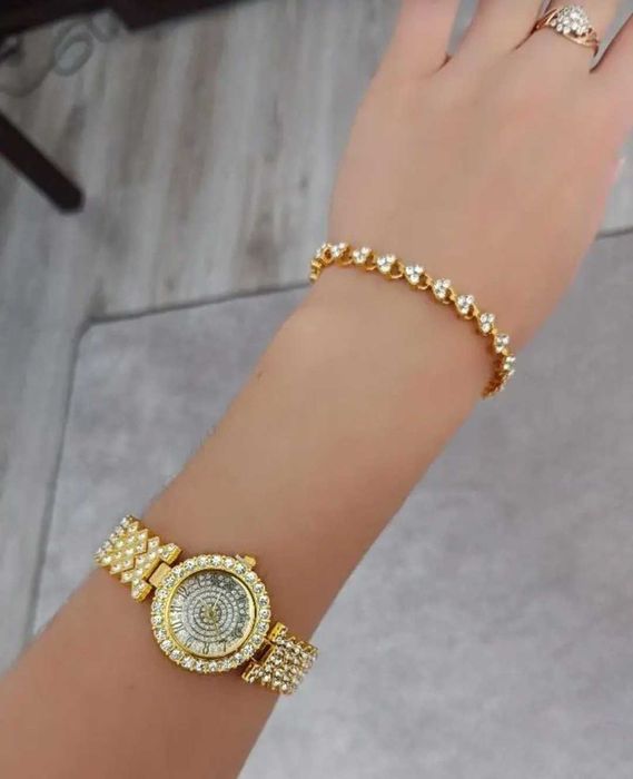 Set Ceas + Bratara Dama Strasuri Elegant din Oțel Inoxidabil Luxury
