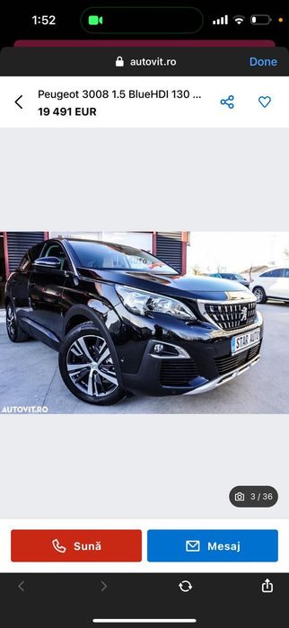 Peugeot 3008 masina intreaga nu se vinde pentru piese