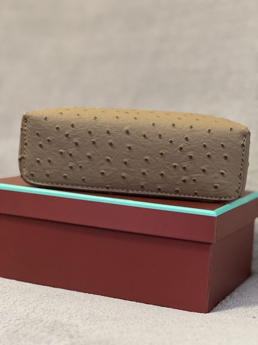 Бежова / khaki чанта lp19 щраусова кожа