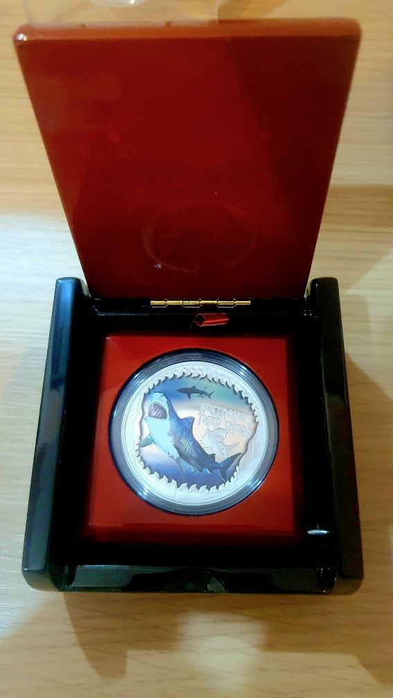 Moneda de argint pur 1 OZ proof Australia's Tiger Shark