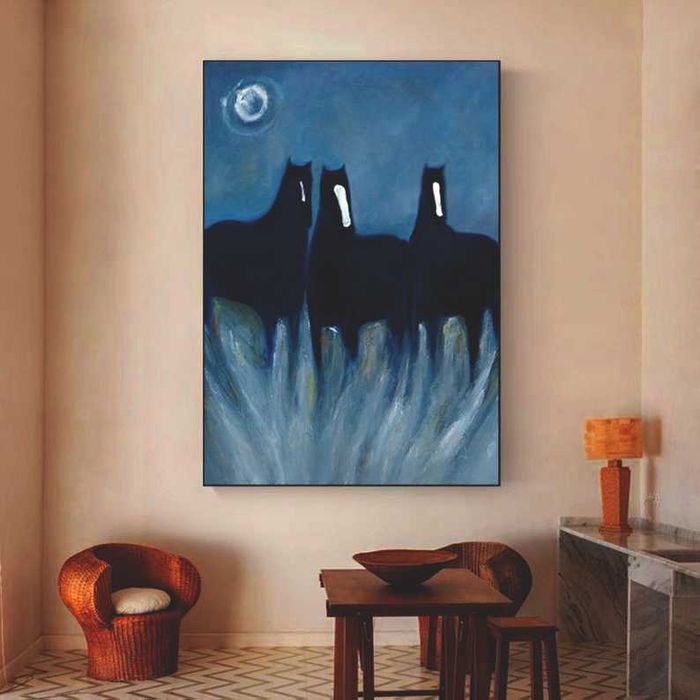 Картина лошади холст масло казахская национальная этно живопись кони