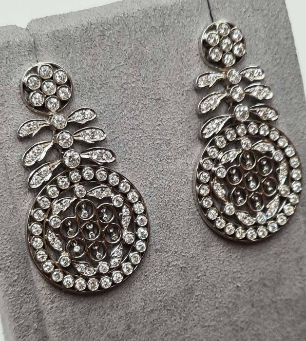 Cercei din aur alb 18k, cu diamante naturale, CAU209