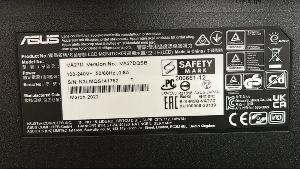 Monitor Asus 27 inch