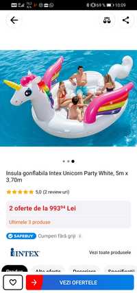 Insula gonflabila Intex Unicorn Party White, 5m x 3.70m