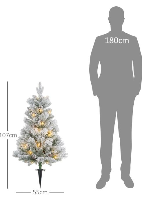Комплект от 2 изкуствени коледни елхи със 100 LED светлини-107см
