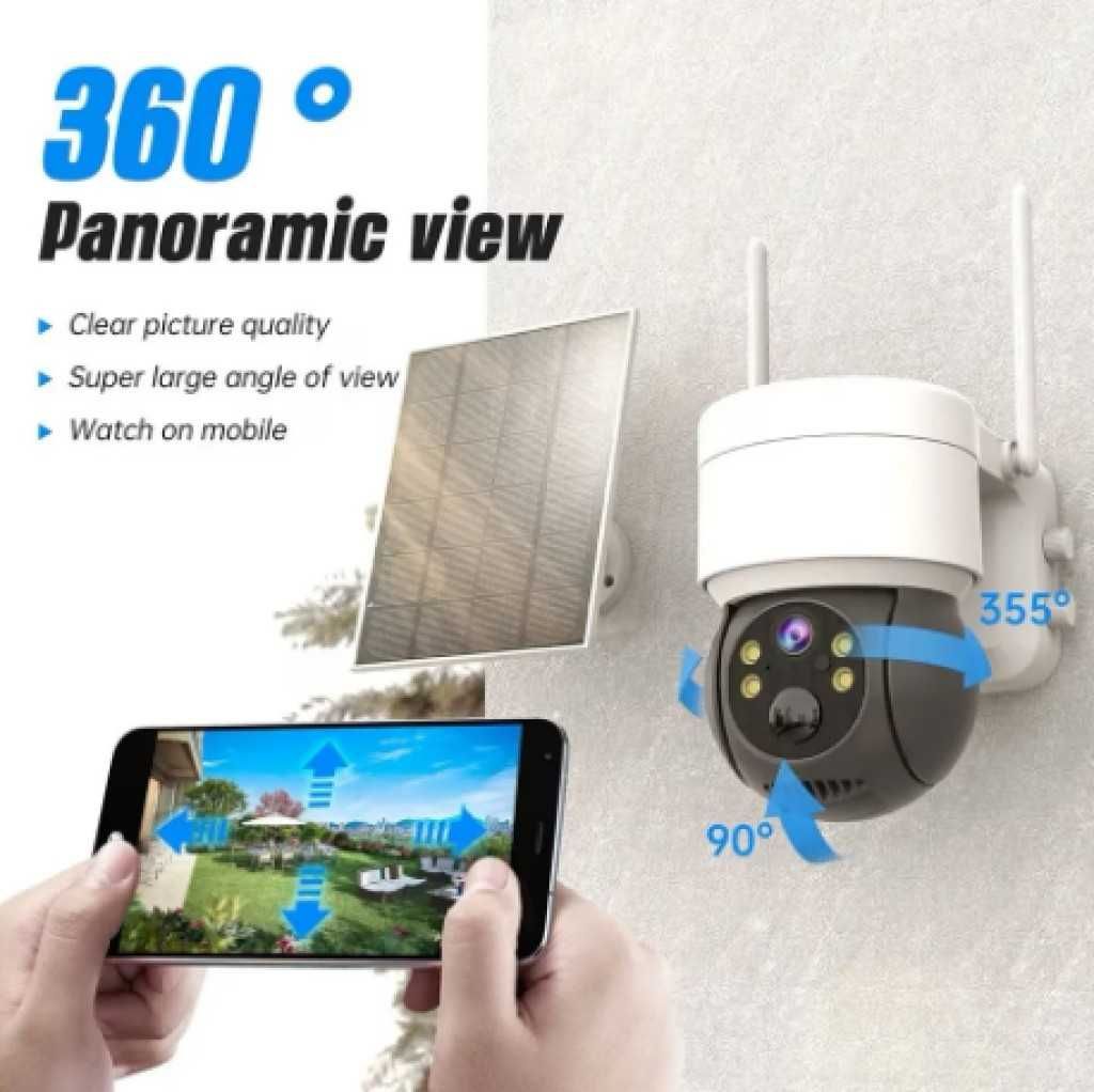 Соларна WIFI камера със соларен панел PTZ 360, 1080P, Full HD