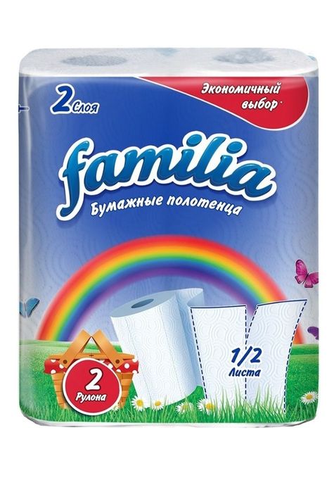 "Familia"Радуга бумажные полотенца 2-х слойные ,2 рулона  в упаковке..