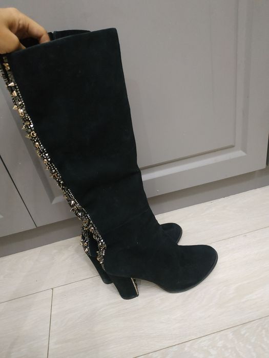 Демисезонные (на холодную весну, осень) замшевые сапоги, натуралка