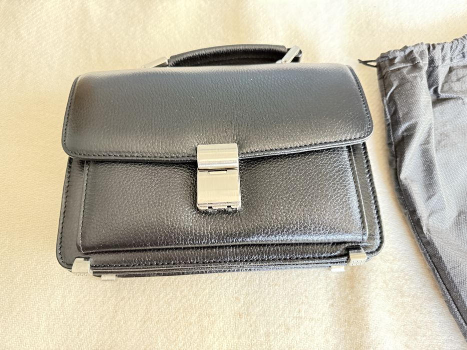 Enzo Nori  НОВА Черна  Мъжка Чанта  от естествена йожа