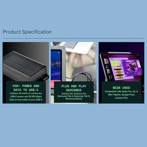 Нов PoE+ USB Type-C сплитер 25W 100Mbps за Pixel, Surface, Galaxy