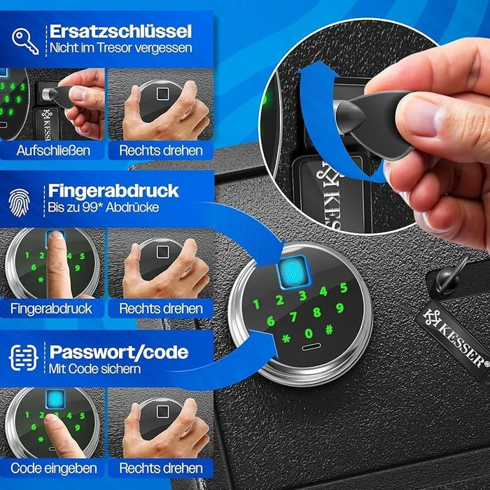 Seif cu amprenta cod sau chei