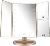 Огледало за грим с осветление  с 3X/2X/1X увеличение, 21 LED светлини