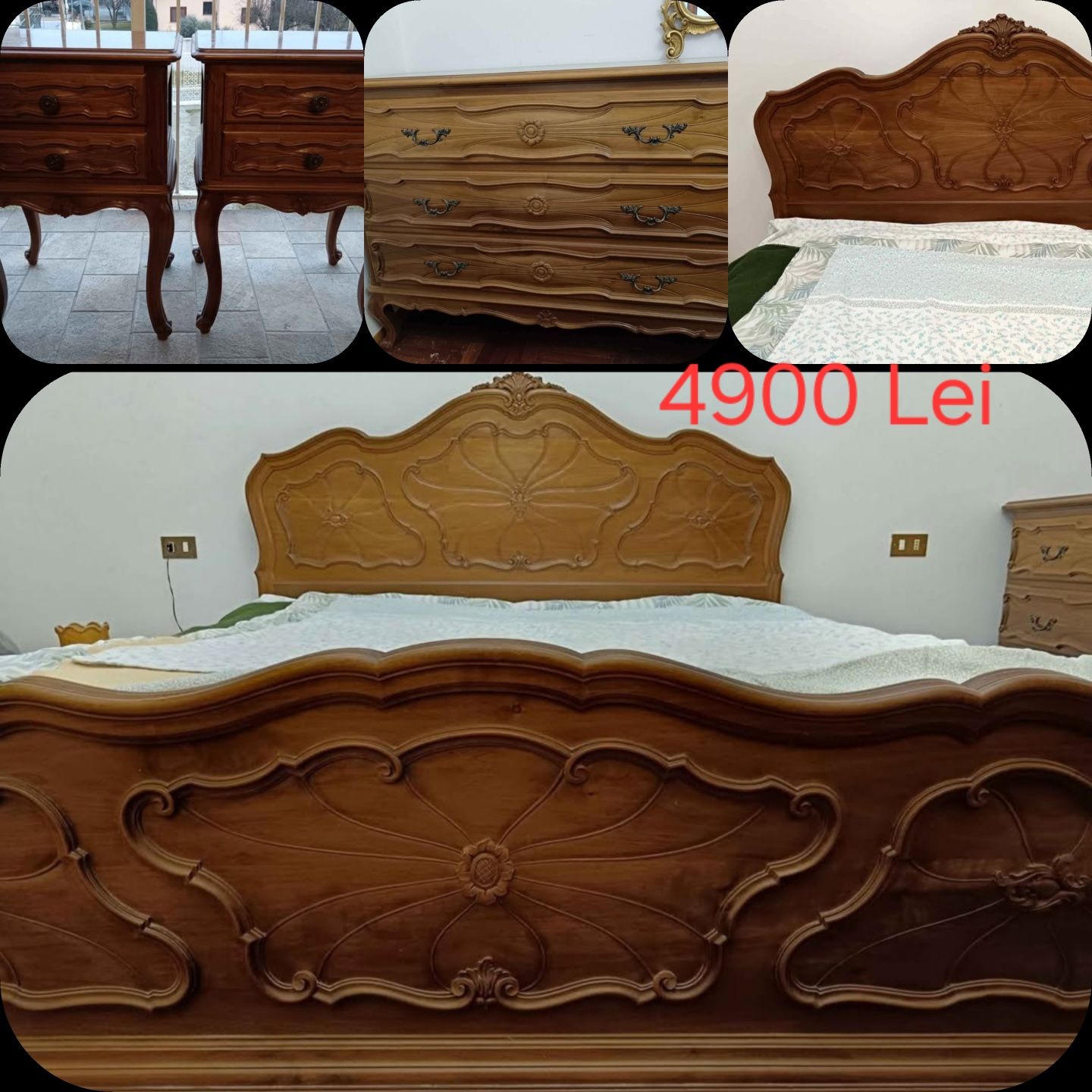 Dormitor Matrimonial din Lemn Masiv Sculptat