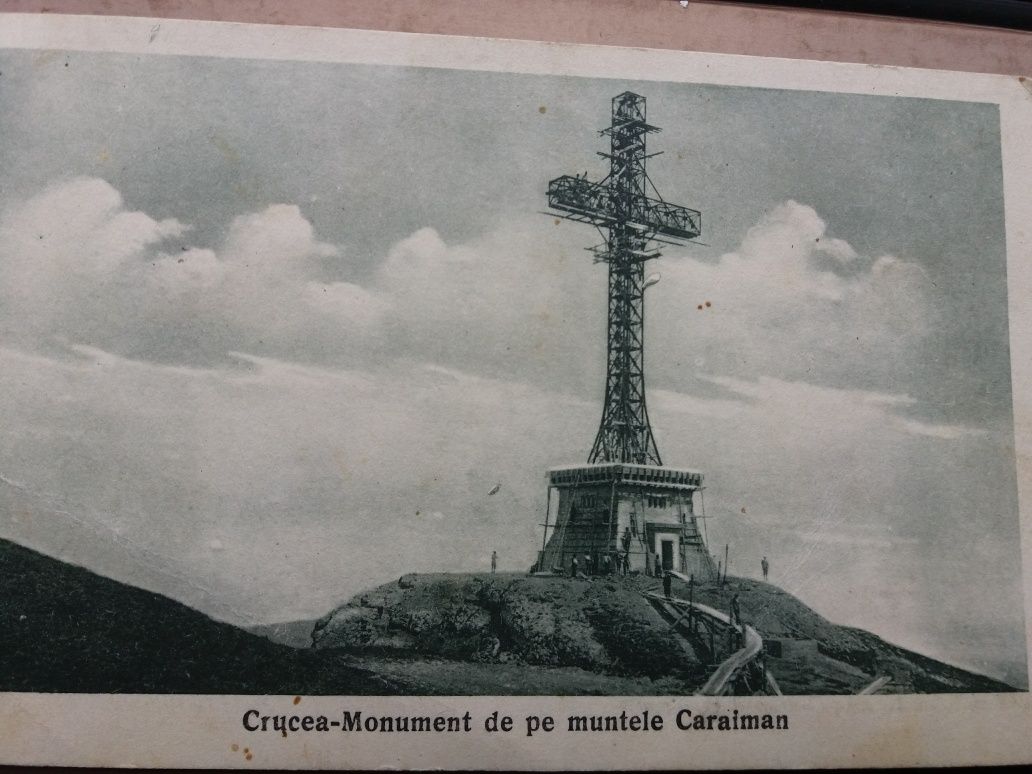 Carte postala "crucea de pe caraiman" finalul constructiei