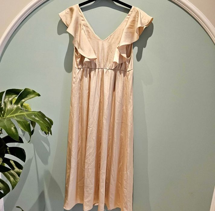 Rochia de gravidă bej MAMA de zi și ocazie