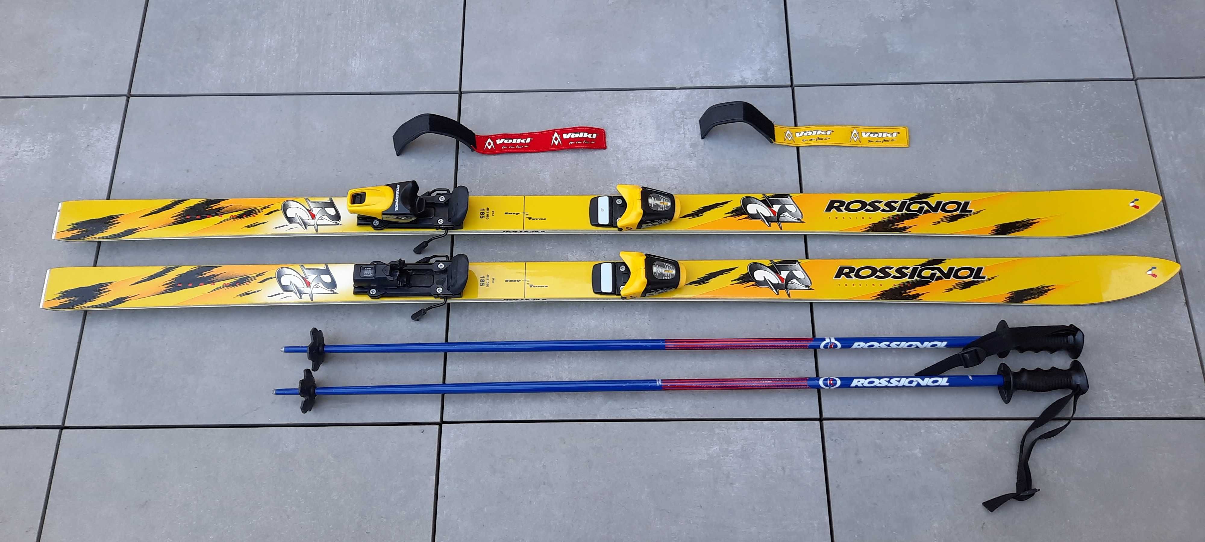 Set skiuri "clasice" 185 cm + bețe 125 cm + husă, toate Rossignol