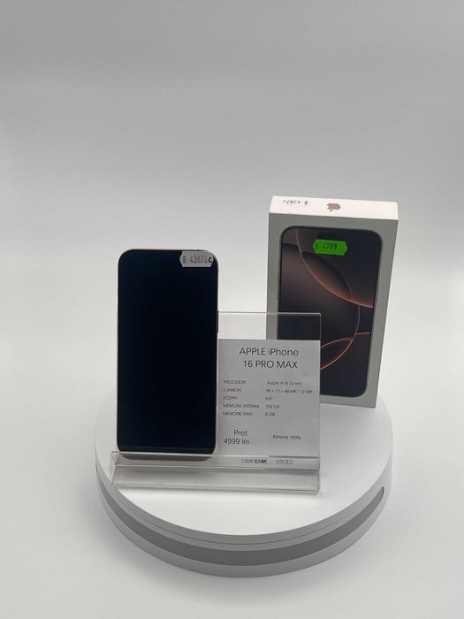 Garantie 24 luni CashBox Iphone 16 PRO MAX 256GB baterie 100% 129cc