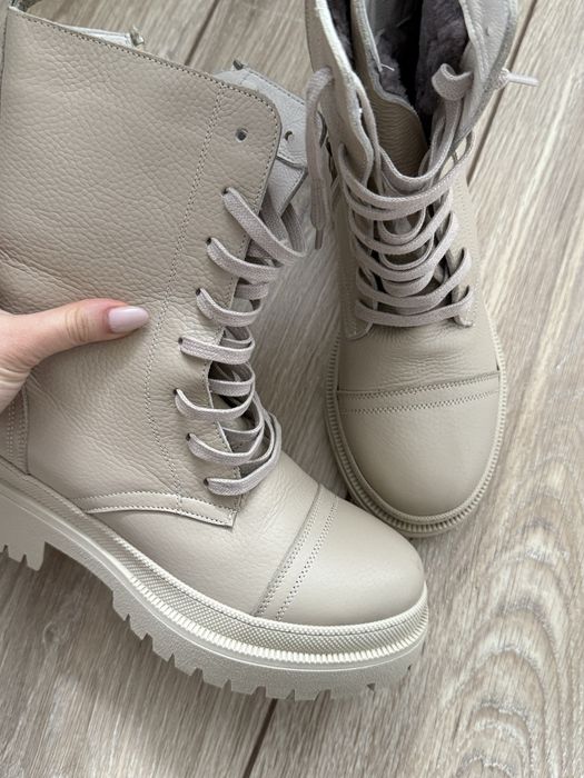 Ботинки зима натуральная кожа бежевые зимние