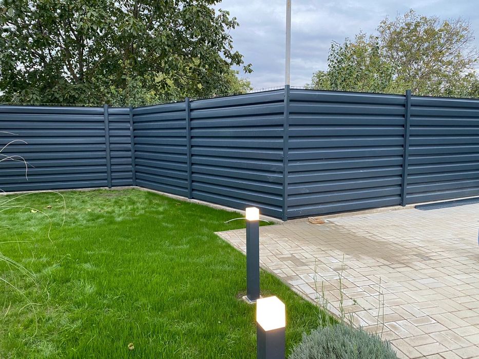 Tablă Cutată Fațadă Gard Gri Antracit 0,5mm 4m 5m 6m stâlpi accesorii