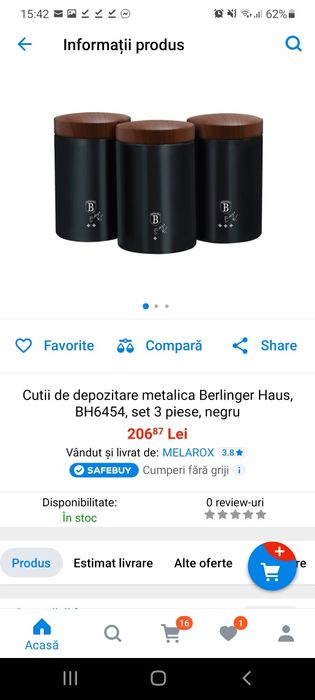 Vand Cutii de depozitare metalica Berlinger Haus, BH6454, set 3 piese,